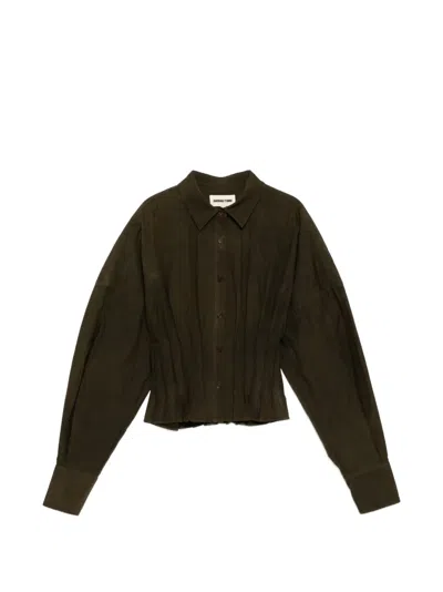 Shushu-tong Waist-defining Shirt In Green