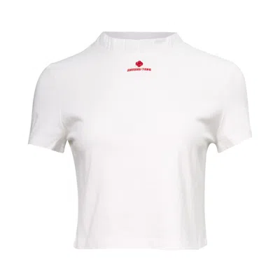 Shushu-tong Wave Lace Collar T-shirt In White
