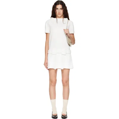 Shushu-tong White Bow Detail Short-sleeved Minidress
