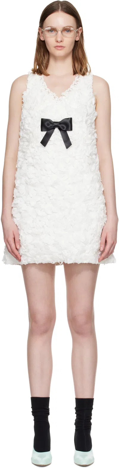 Shushu-tong White Ruffle Detail Heart Neckline Minidress In Multi