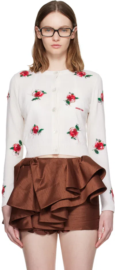 Shushu-tong White Threadwork Knit Cardigan
