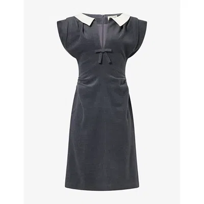 Shushu-tong Womens V-neck Structured Wool-blend Midi Dress Grey In Gray