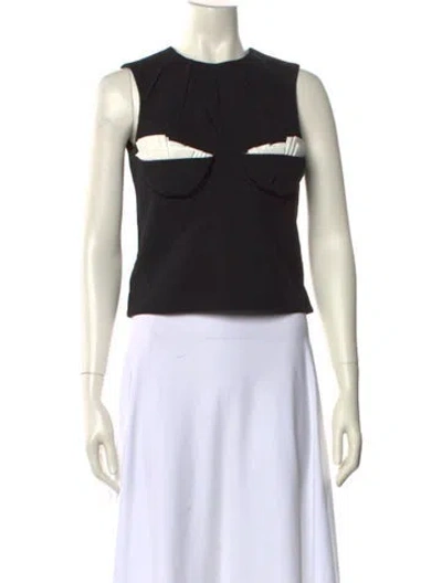 Pre-owned Shushu-tong Wool Crew Neck Crop Top In Black