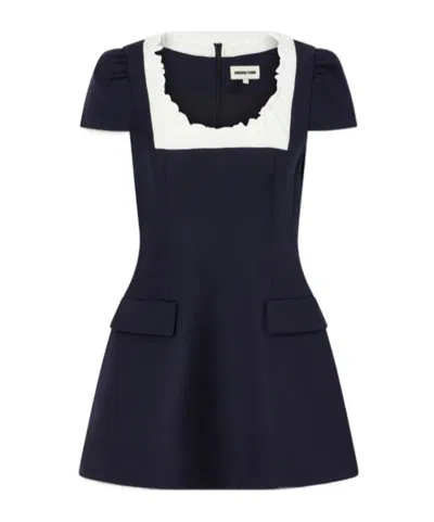 Shushu-tong Scalloped Wool Mini Dress In Blue