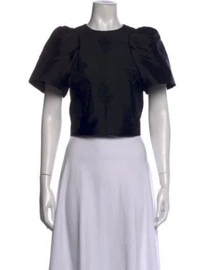 Pre-owned Shushu-tong Wool Floral Print Top W/ Tags In Black
