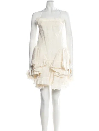 Pre-owned Shushu-tong Wool Mini Dress In Neutral