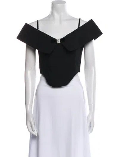 Pre-owned Shushu-tong Wool Off-the-shoulder Crop Top In Black
