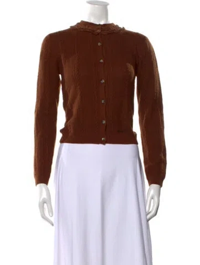 Pre-owned Shushu-tong Wool Open Front Sweater W/ Tags In Brown