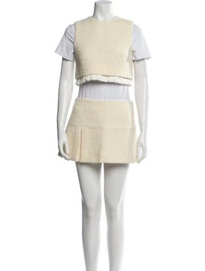 Pre-owned Shushu-tong Wool Pleated Accents Skirt Set In Yellow