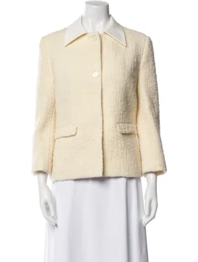 Pre-owned Shushu-tong Wool Tweed Pattern Blazer In Neutral