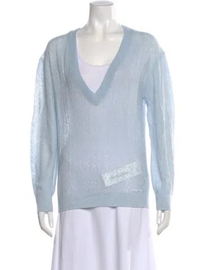 Pre-owned Shushu-tong Wool V-neck Sweater In Blue