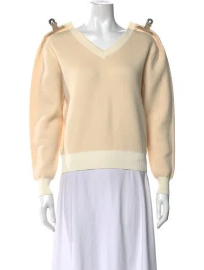 Pre-owned Shushu-tong Wool V-neck Sweater In Neutral