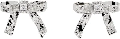 Shushu-tong Yvmin Edition Twisted Rope Bow Faux-pearl Earrings In Metallic