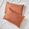 Shuteye Supply Beautifully Crinkled Cotton Linen Pillowcase Set In Brown