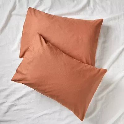 Shuteye Supply Beautifully Crinkled Cotton Linen Pillowcase Set In Brown