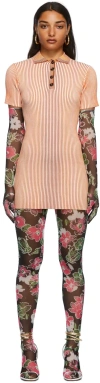 Shuting Qiu Orange & White Rib Knit Mid-length Dress In Orange