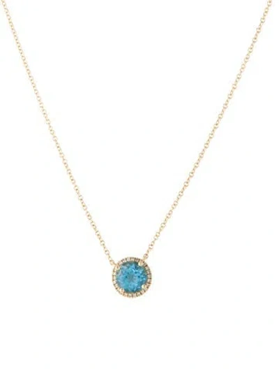Pre-owned Shy Creation 14k 1.52ct Topaz & Diamond Pendant Necklace, 18" In Multi