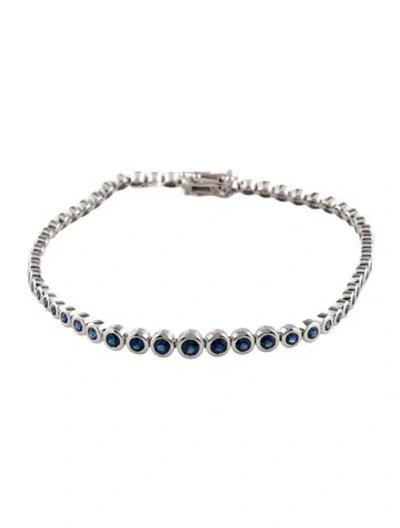 Pre-owned Shy Creation 14k 1.77ctw Sapphire Graduated Tennis Bracelet, 7" In Multi