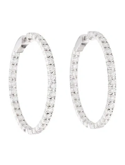 Pre-owned Shy Creation 14k 1.86ctw Diamond Inside Out Hoop Earrings In Multi