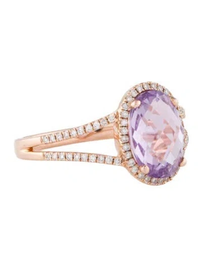 Pre-owned Shy Creation 14k Amethyst & Diamond Cocktail Ring In Multi