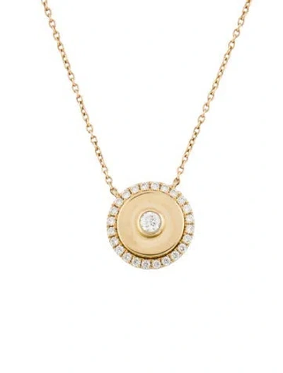 Pre-owned Shy Creation 14k Diamond Bezel Circle Pendant Necklace, 18" In Multi