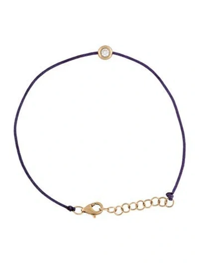 Pre-owned Shy Creation 14k Diamond Bezel Cord Station Bracelet, 6.75" In Purple