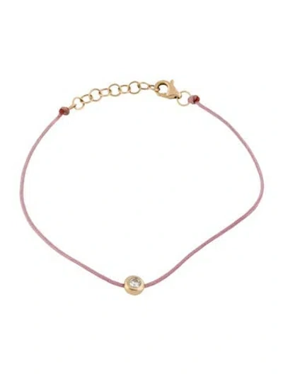 Pre-owned Shy Creation 14k Diamond Cord Station Bracelet, 7" In Pink
