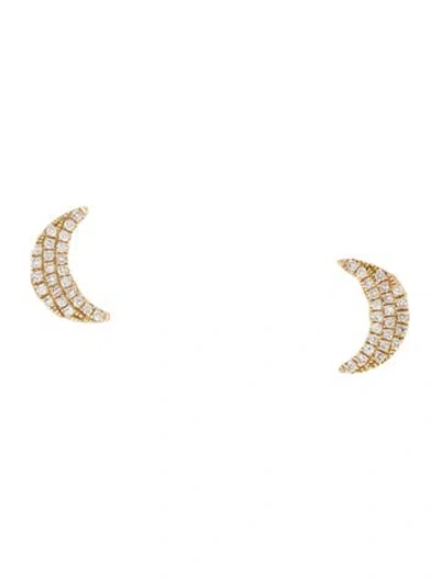 Pre-owned Shy Creation 14k Diamond Crescent Stud Earrings In Multi