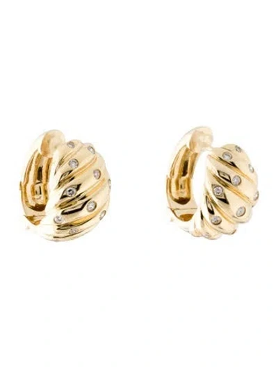 Pre-owned Shy Creation 14k Diamond Croissant Hoop Earrings In Multi