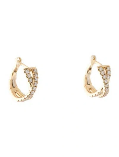 Pre-owned Shy Creation 14k Diamond Crossover Huggie Earrings In Multi