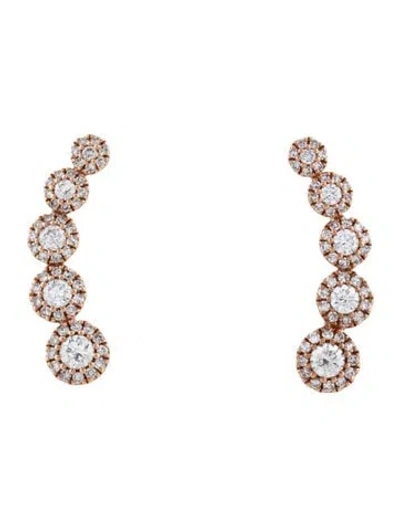 Pre-owned Shy Creation 14k Diamond Ear Climbers In Multi