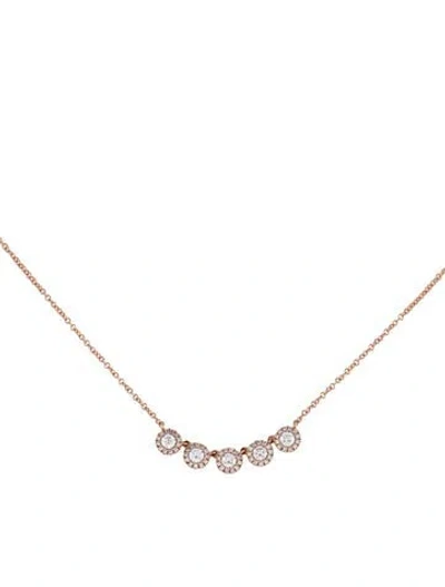Pre-owned Shy Creation 14k Diamond Five Pave Circles Necklace, 17.75" In Multicolor