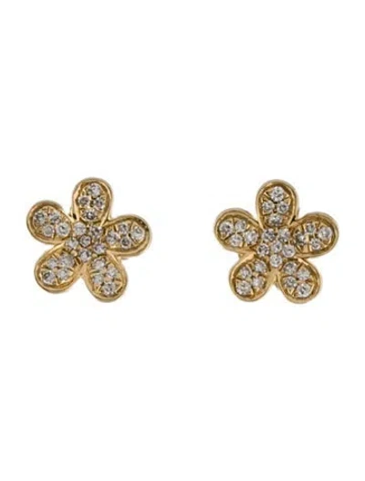 Pre-owned Shy Creation 14k Diamond Flower Stud Earrings In Multi