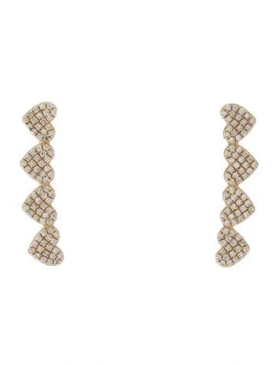 Pre-owned Shy Creation 14k Diamond Heart Ear Climbers In Transparent