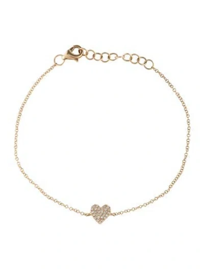 Pre-owned Shy Creation 14k Diamond Heart Station Bracelet, 6.75" In Multicolor