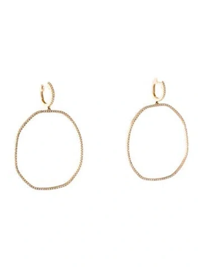 Pre-owned Shy Creation 14k Diamond Hoop Drop Earrings In Multi