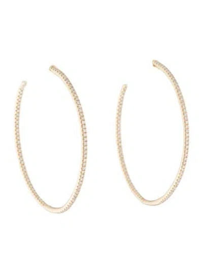 Pre-owned Shy Creation 14k Diamond Inside Out Hoop Earrings In Multi