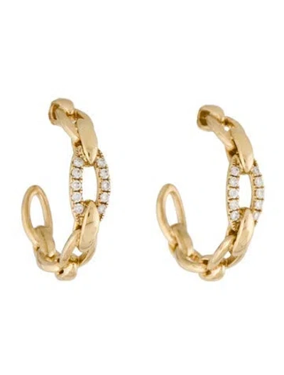 Pre-owned Shy Creation 14k Diamond 'kate' Link Hoop Earrings In Multi