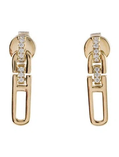 Pre-owned Shy Creation 14k Diamond Link Drop Earrings In Multi