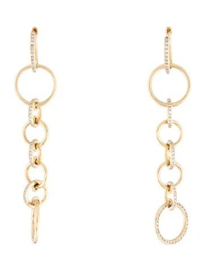 Pre-owned Shy Creation 14k Diamond Link Drop Earrings In Multicolor