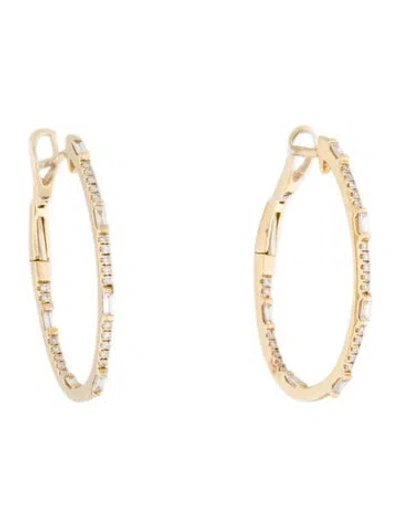 Pre-owned Shy Creation 14k Diamond Oval Hoop Earring In Multi