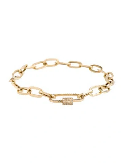 Pre-owned Shy Creation 14k Diamond Paperclip Link Bracelet, 6.25" In Multicolor