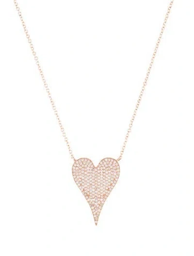 Pre-owned Shy Creation 14k Diamond Pavé Heart Kate Pendant Necklace, 18" In Multi