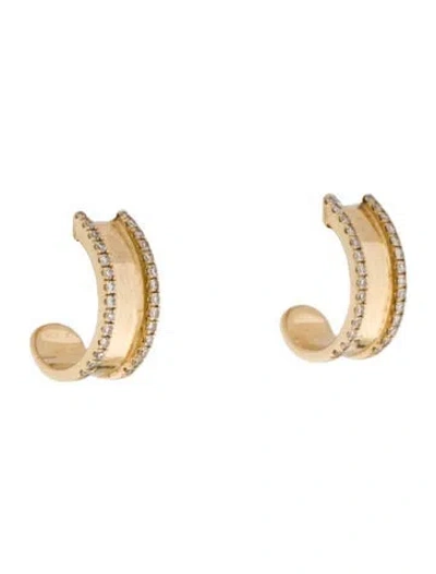 Pre-owned Shy Creation 14k Diamond Pavé Huggies In Multi