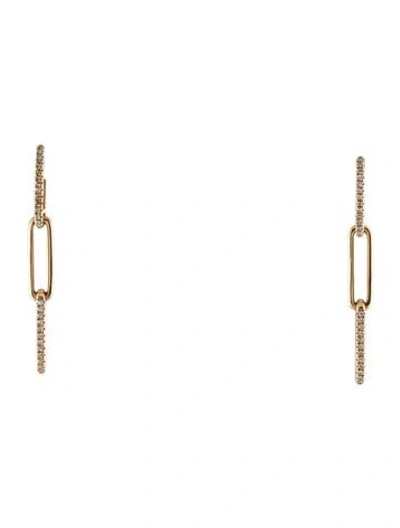 Pre-owned Shy Creation 14k Diamond Pavé Paperclip Chain Drop Earrings In Multi