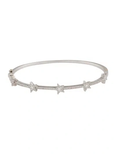 Pre-owned Shy Creation 14k Diamond Star Bangle Bracelet, 6.5" In Multi