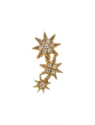 Pre-owned Shy Creation 14k Diamond Star Single Stud Earrings In Multi