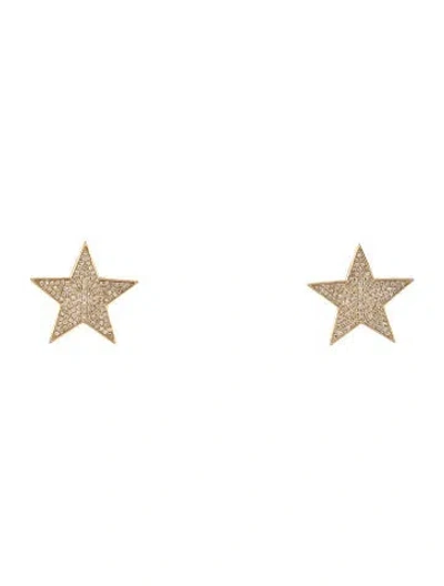 Pre-owned Shy Creation 14k Diamond Star Stud Earrings In Multi