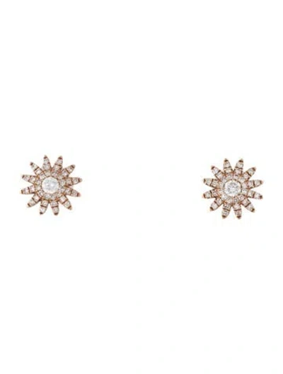 Pre-owned Shy Creation 14k Diamond Starburst Stud Earrings In Multicolor