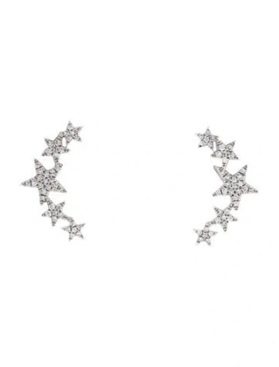 Pre-owned Shy Creation 14k Diamond Stars Climber Stud Earrings In Metallic